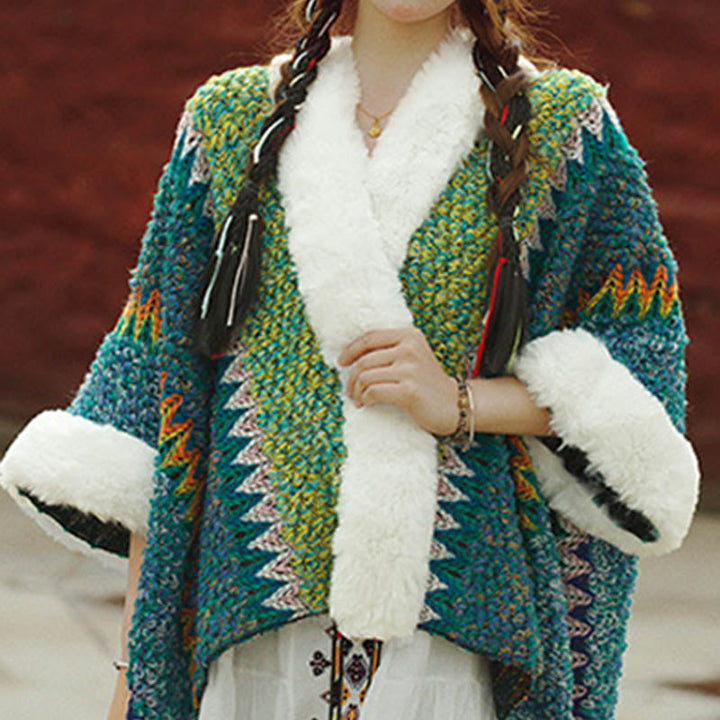 BWOOOH Tibetan Multicolored Striped Shawl Winter Cozy Tra