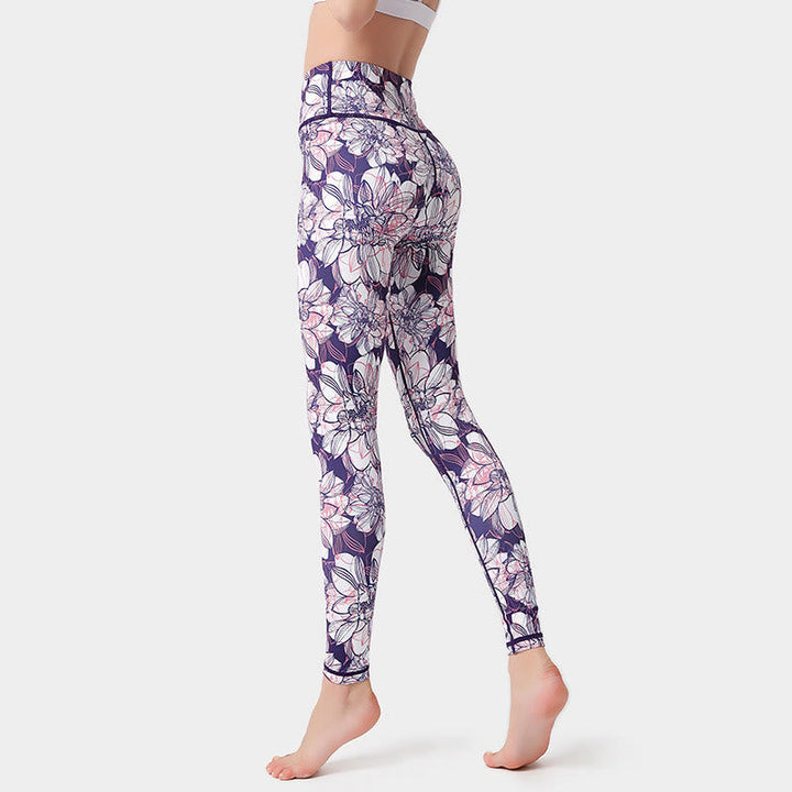 BWOOOH printed yoga leggings - Colorful Flower Petal Leaves Print Sport