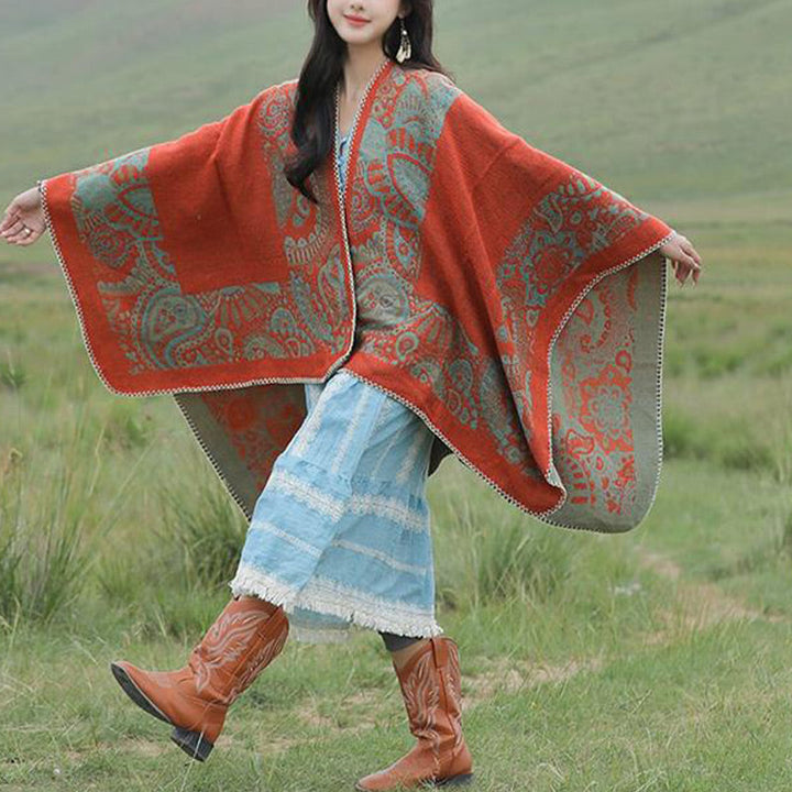 BWOOOH Tibetan Shawl Simple Pattern Winter Cozy Travel Sc