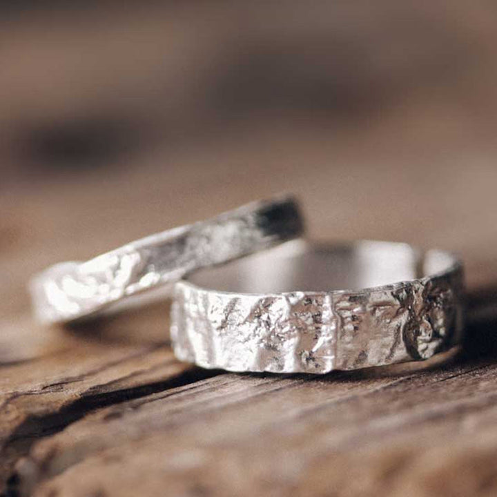 BWOOOH 925 Sterling Silver Simple Design Blessing Couple Ring