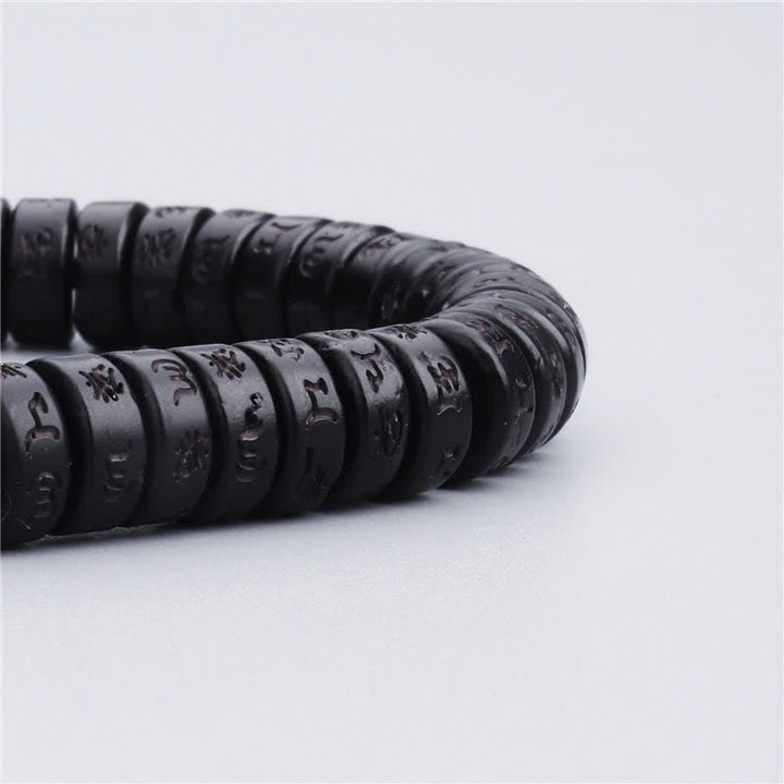 BWOOOH Tibetan Coconut Shell Beads Engraved Om Mani Padme Hum Mantra Happiness Bracelet