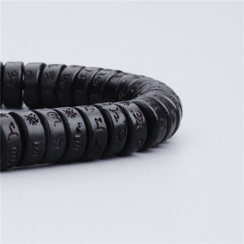 BWOOOH Tibetan Coconut Shell Beads Engraved Om Mani Padme Hum Mantra Happiness Bracelet