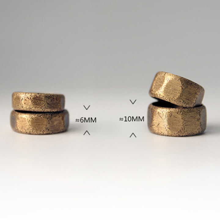 BWOOOH Tibetan Simple Design Copper Brass Frosted Wealth Ring