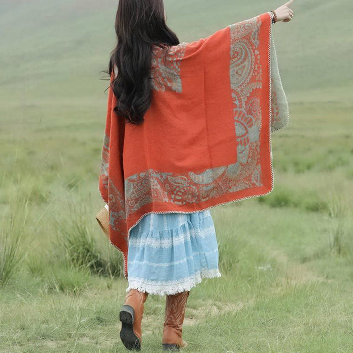 BWOOOH Tibetan Shawl Simple Pattern Winter Cozy Travel Sc
