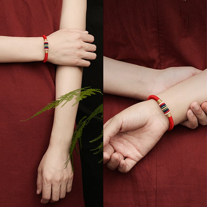 BWOOOH Tibetan Handmade Colorful King Kong Knot Five Elements Luck Braid String Bracele | spiritual healing bracelet