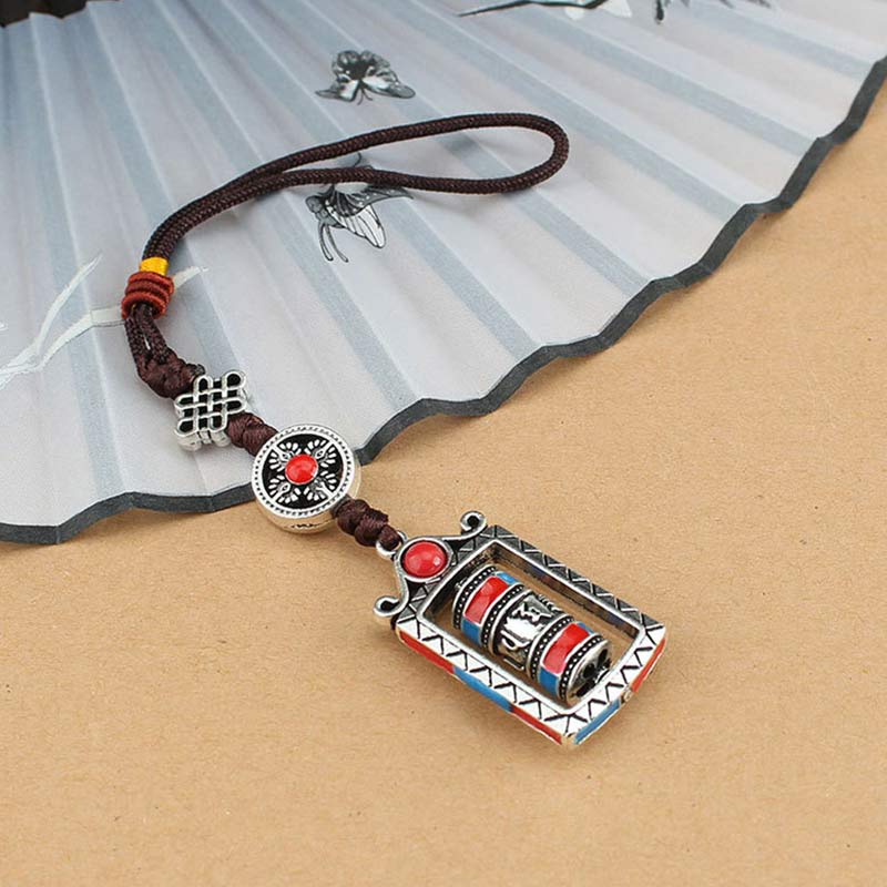 BWOOOH Six True Words Prayer Wheel Rotation Knot Blessing Keychain Decoration | spiritual healing bracelet