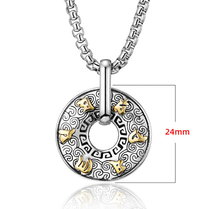 BWOOOH Tibetan Om Mani Padme Hum Peace Buckle Creativity Necklace Pendant