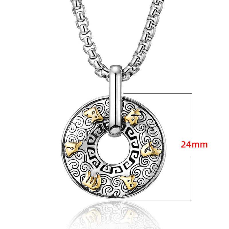 BWOOOH Tibetan Om Mani Padme Hum Peace Buckle Creativity Necklace Pendant