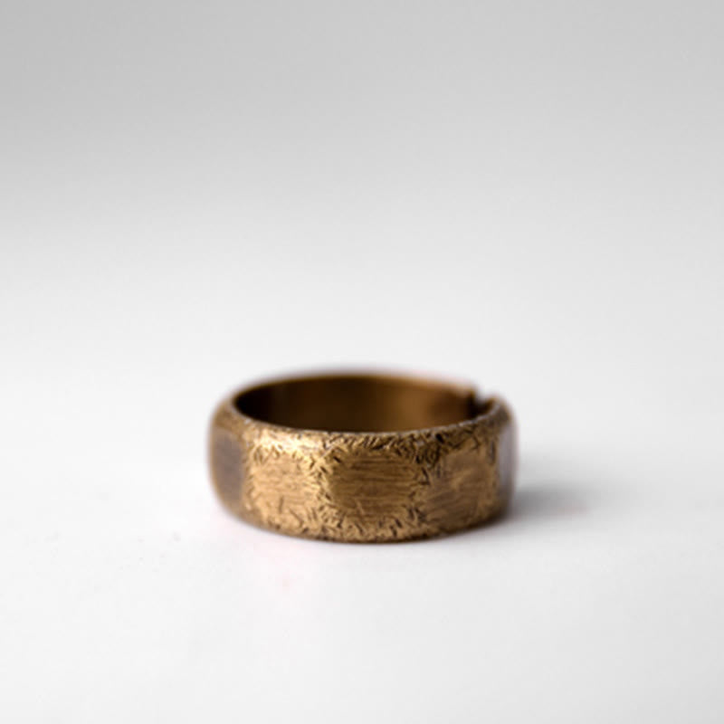 BWOOOH Tibetan Simple Design Copper Brass Frosted Wealth Ring