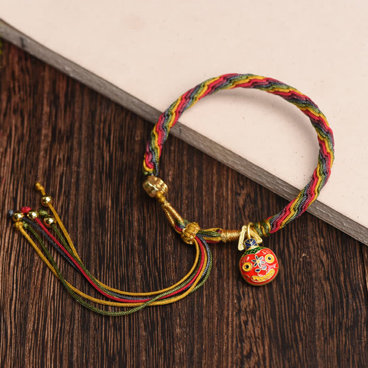 BWOOOH Gold Swallowing Beast Family Luck Reincarnation Knot Colorful String Bracelet