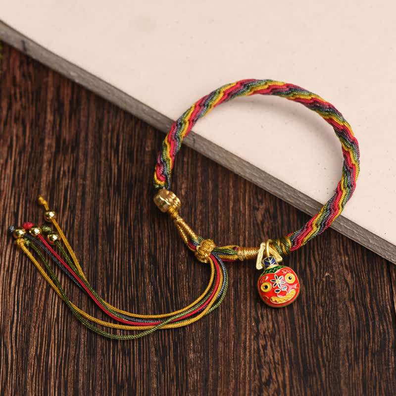 BWOOOH Gold Swallowing Beast Family Luck Reincarnation Knot Colorful String Bracelet