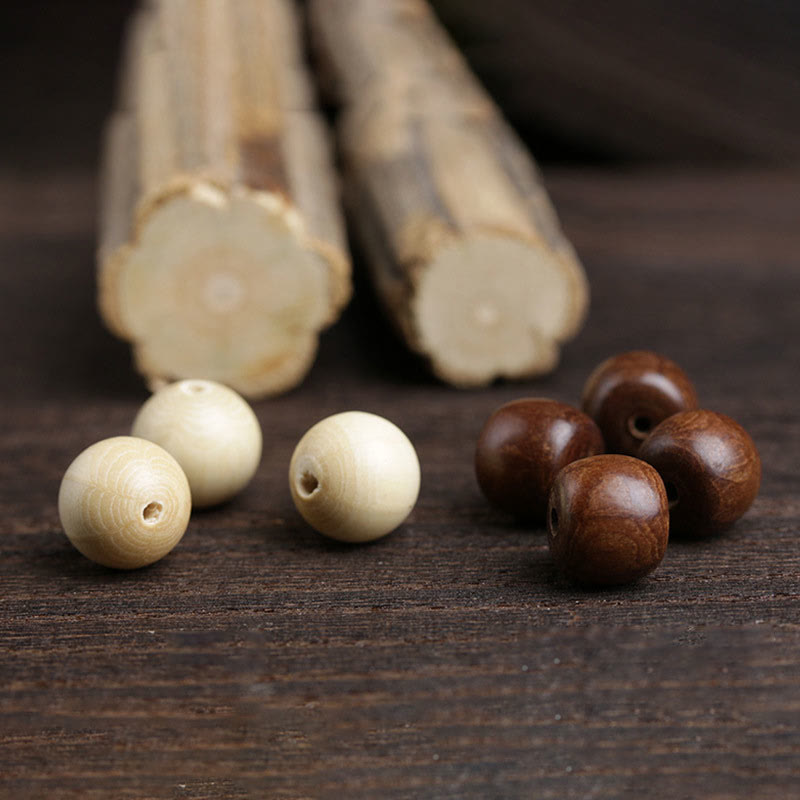BWOOOH Natural Abelia Biflora Wood Hetian Jade Bamboo Bead Warding Off Evil Spirits Bracelet