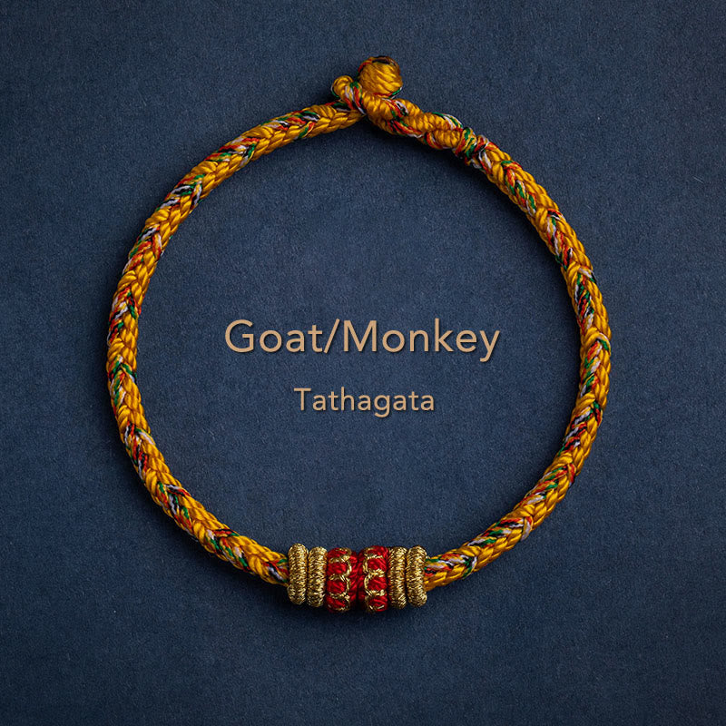 BWOOOH Tibet Handmade Chinese Zodiac Natal Buddha Luck Strength Braided String Bracelet