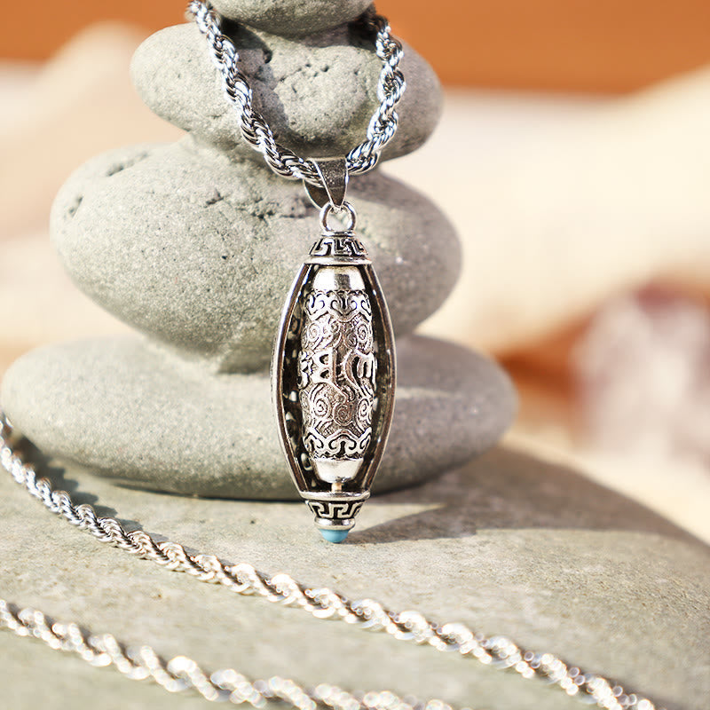 BWOOOH Tibet Om Mani Padme Hum Protection Necklace Rotatable Pendant