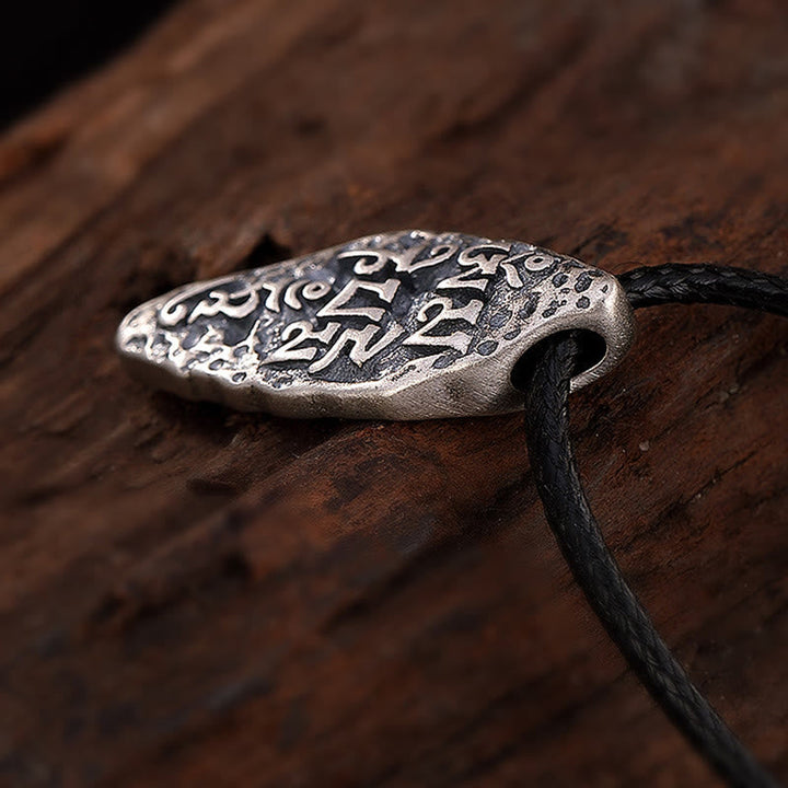 BWOOOH Tibetan 925 Silver Om Mani Padme Hum Dorje Vajra Strength Necklace