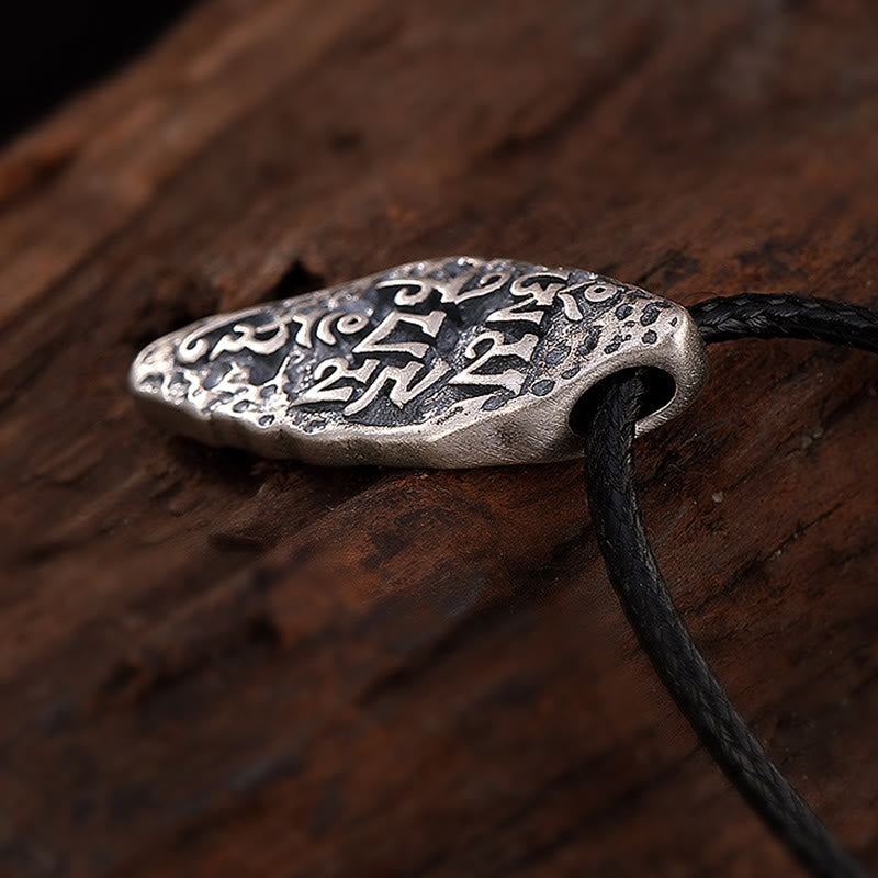 BWOOOH Tibetan 925 Silver Om Mani Padme Hum Dorje Vajra Strength Necklace