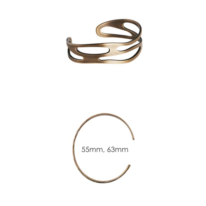 BWOOOH Vintage Curved Copper Brass Wealth Adjustable Cuff Bracelet Bangle | spiritual healing bracelet