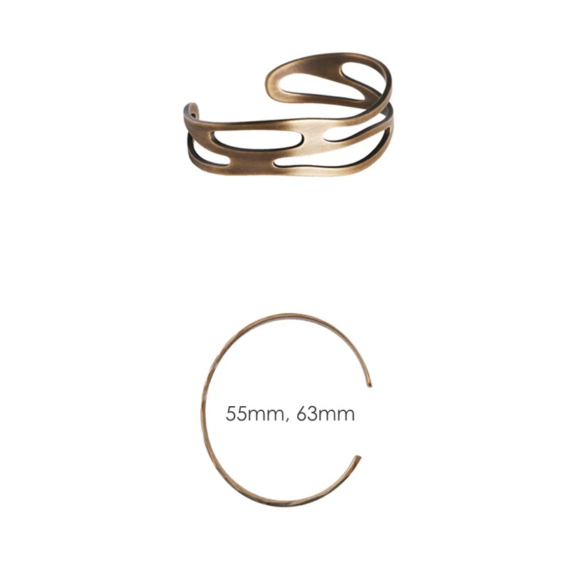 BWOOOH Vintage Curved Copper Brass Wealth Adjustable Cuff Bracelet Bangle | spiritual healing bracelet