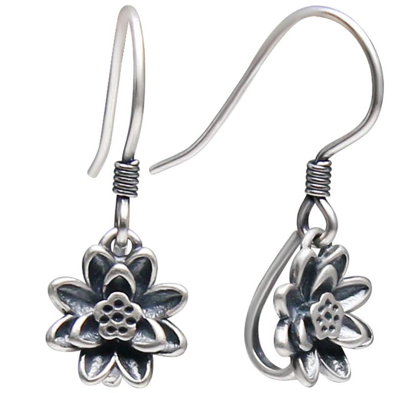 BWOOOH 925 Sterling Silver Lotus Flower Enlightenment Earrings