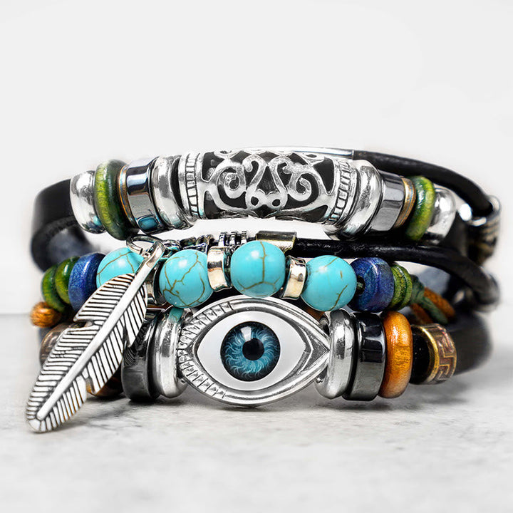 BWOOOH Tibetan Turquoise Evil Eye Purification Bracelet