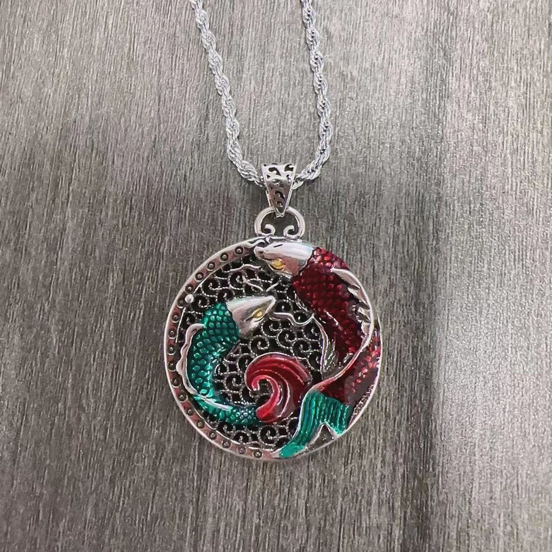 BWOOOH Tibetan Copper Koi Fish Healing Necklace