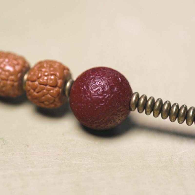 BWOOOH 108 Mala Rudraksha Beads Bodhi Seed Dzi Bead Luck Auspiciousness Tassel Bracelet