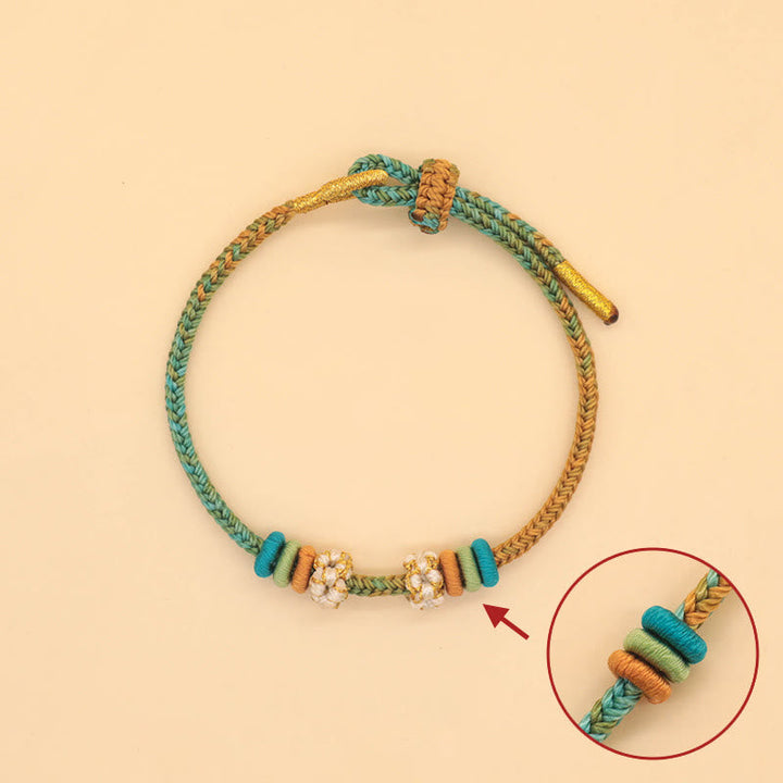 BWOOOH Handmade Eight Thread Peace Knot Peach Blossom Knot Luck Rope Braided Bracelet