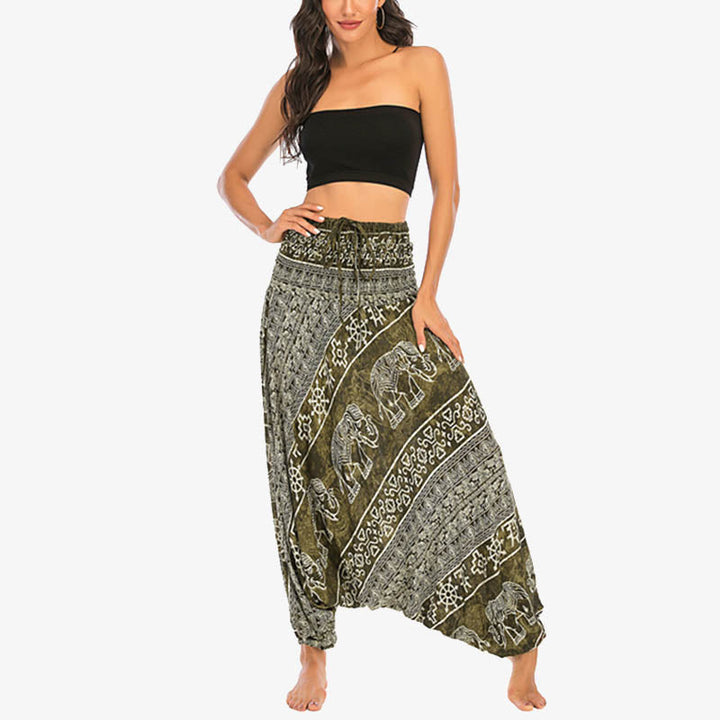 BWOOOH printed harem pants - Two Style Wear Elephant Pattern Loose Sm