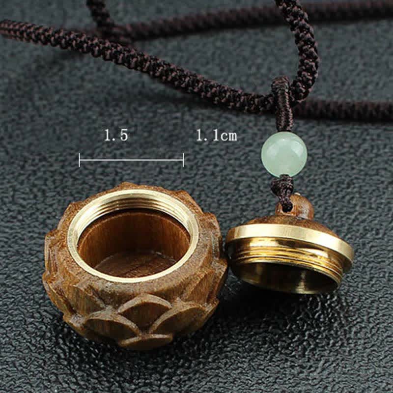 BWOOOH Tibet Green Sandalwood Rosewood Om Mani Padme Hum Lotus Positive Soothing Necklace Pendant