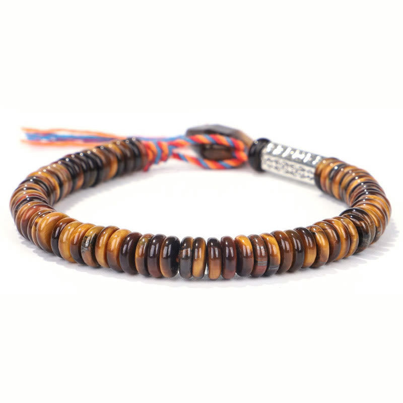 BWOOOH Tibetan Tiger Eye Om Mani Padme Hum Protection Power Bracelet