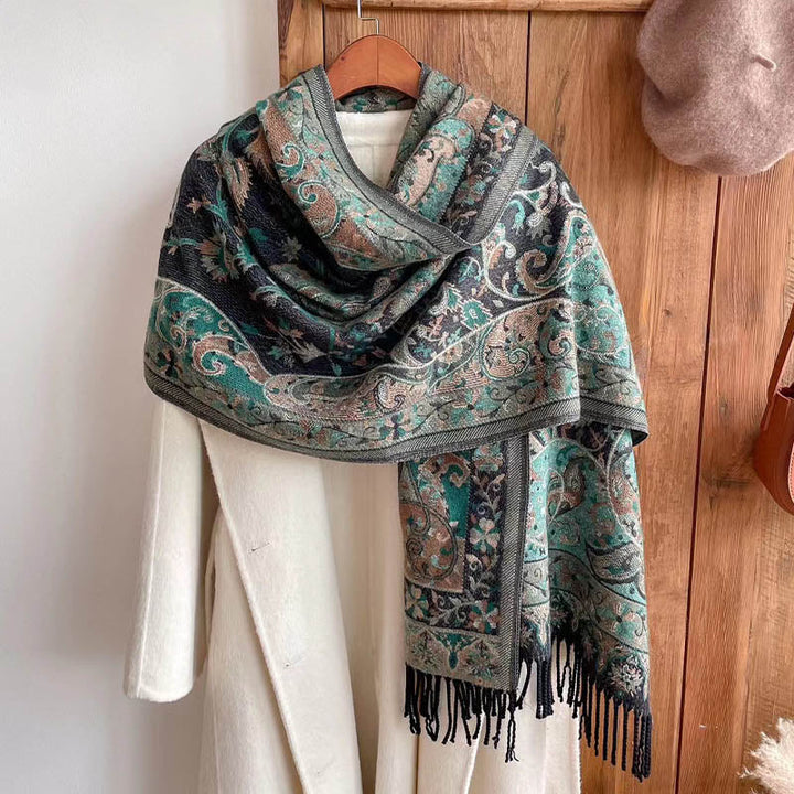 BWOOOH Tibetan Flower Branch Tassel Shawl Cozy Travel Sca