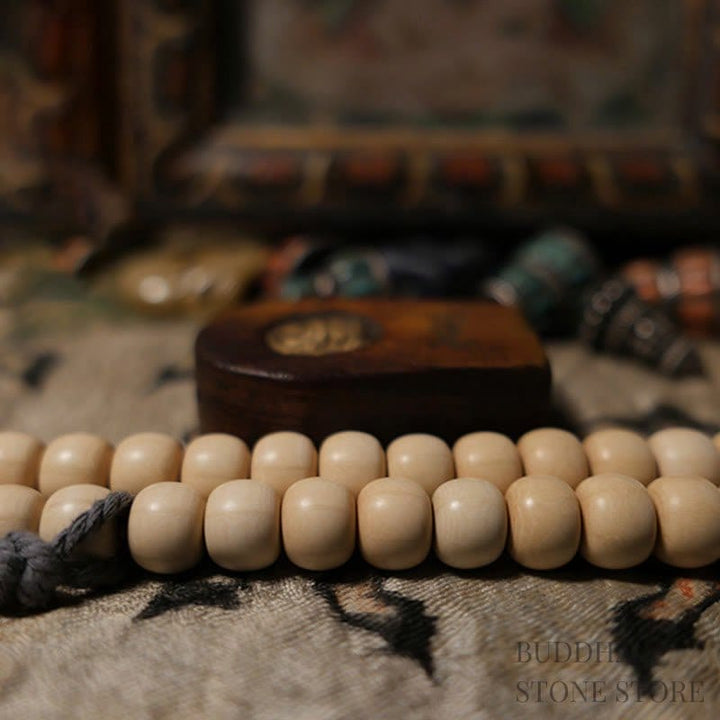 BWOOOH 108 Mala Beads Abelia Biflora Wood Warding Off Evil Spirits Wrist Mala