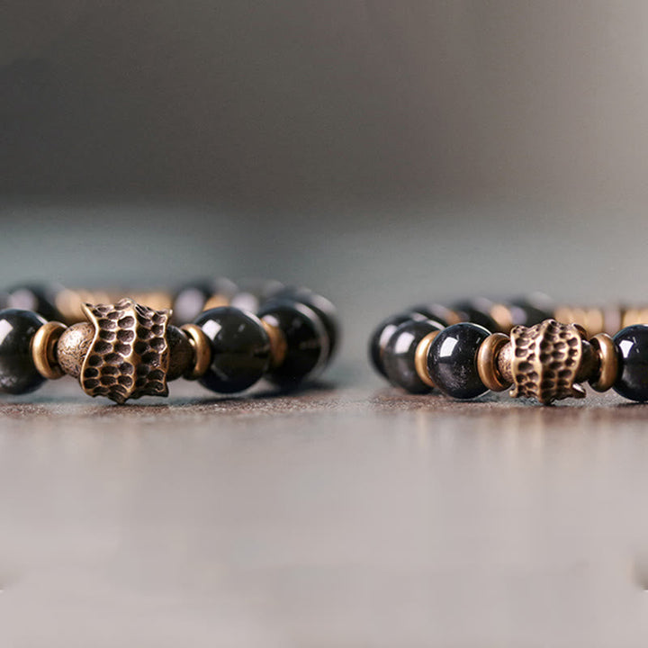 BWOOOH Rainbow Obsidian Copper Love Healing Bracelet