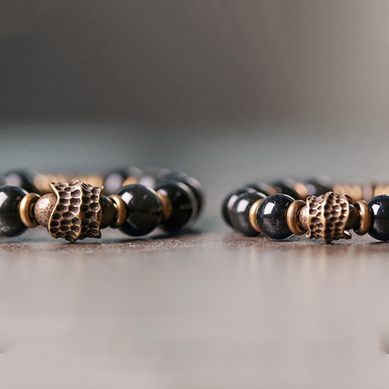 BWOOOH Rainbow Obsidian Copper Love Healing Bracelet