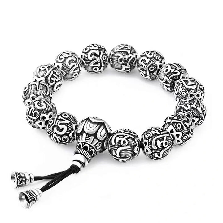 BWOOOH Tibetan Om Mani Padme Hum Carved Alloy Beads Amulet Bracelet