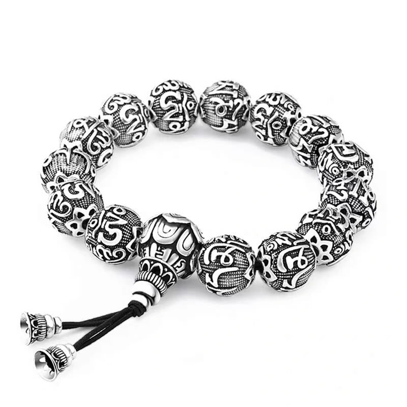 BWOOOH Tibetan Om Mani Padme Hum Carved Alloy Beads Amulet Bracelet