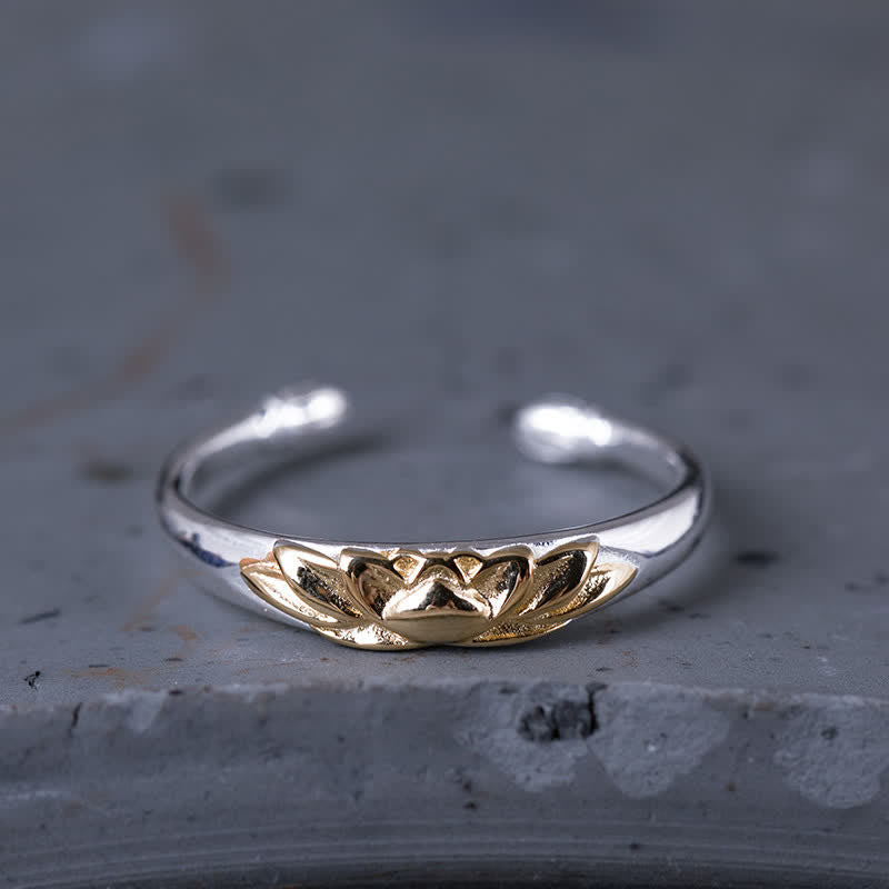 BWOOOH 925 Sterling Silver Lotus Flower New Beginning Ring — Sterling Silver crystal healing bracelet for spiritual healin...