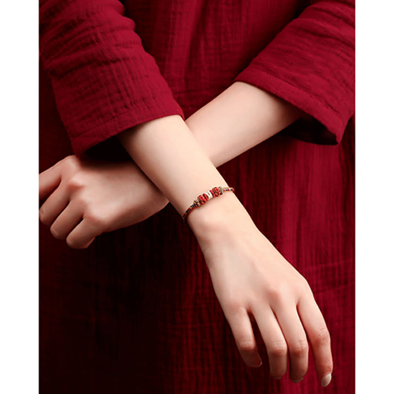 BWOOOH Handmade Dunhuang Color Luck Braid String Bracelet