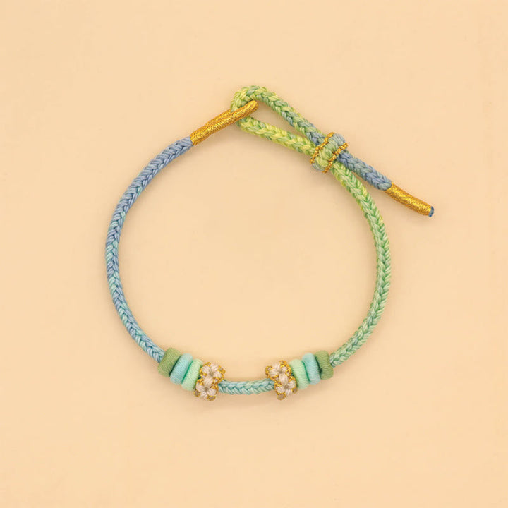 BWOOOH Handmade Eight Thread Peace Knot Peach Blossom Knot Luck Rope Braided Bracelet