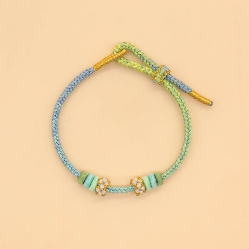 BWOOOH Handmade Eight Thread Peace Knot Peach Blossom Knot Luck Rope Braided Bracelet