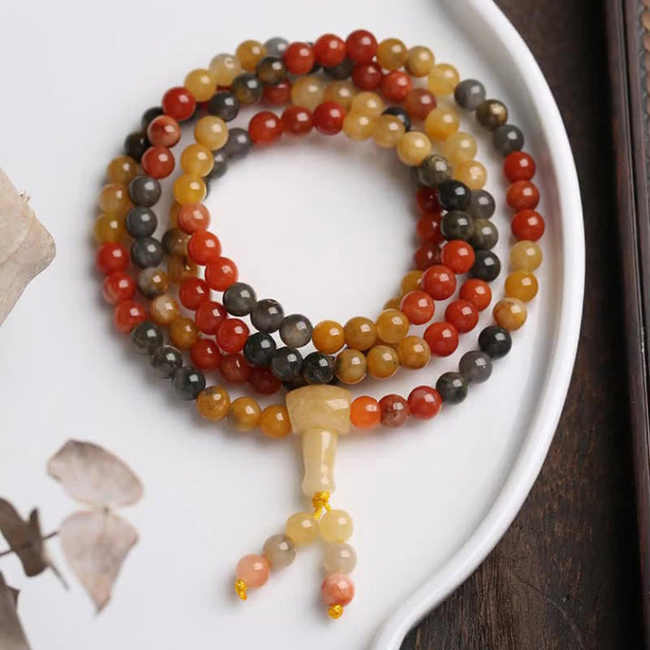 BWOOOH 108 Beads Natural Red Agate Mala Protection Bracelet