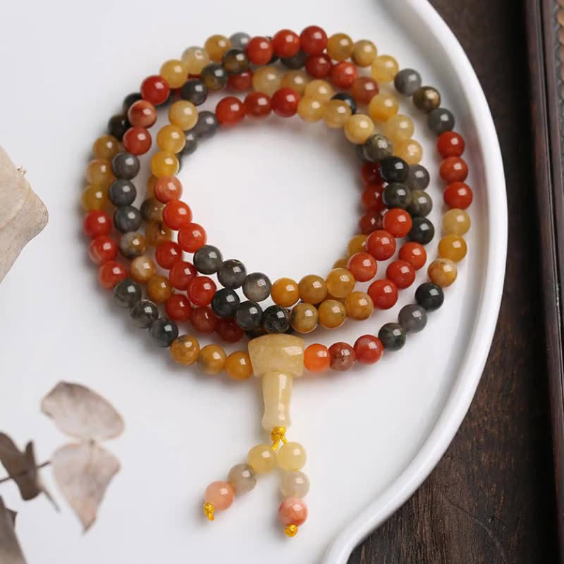 BWOOOH 108 Beads Natural Red Agate Mala Protection Bracelet