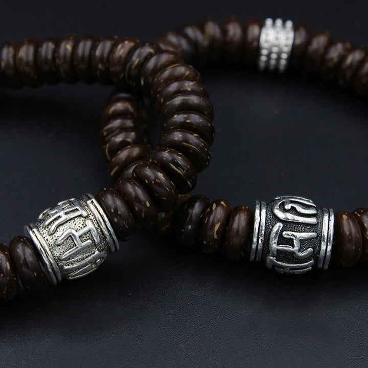 BWOOOH Natural Tibetan Coconut Shell Om Mani Padme Hum Positive Bracelet | spiritual healing bracelet