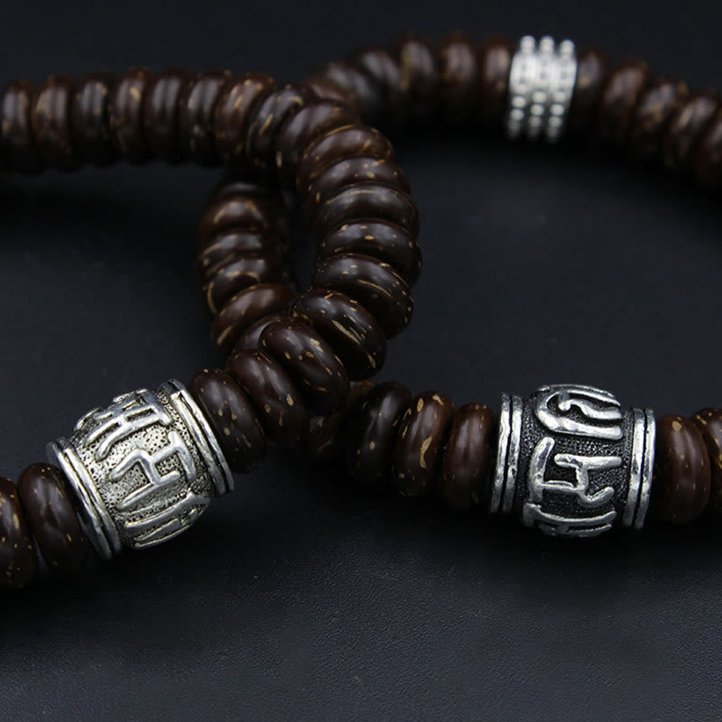 BWOOOH Natural Tibetan Coconut Shell Om Mani Padme Hum Positive Bracelet | spiritual healing bracelet