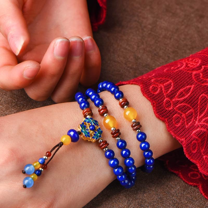 BWOOOH Lapis Lazuli Yellow Agate Positive Bracelet