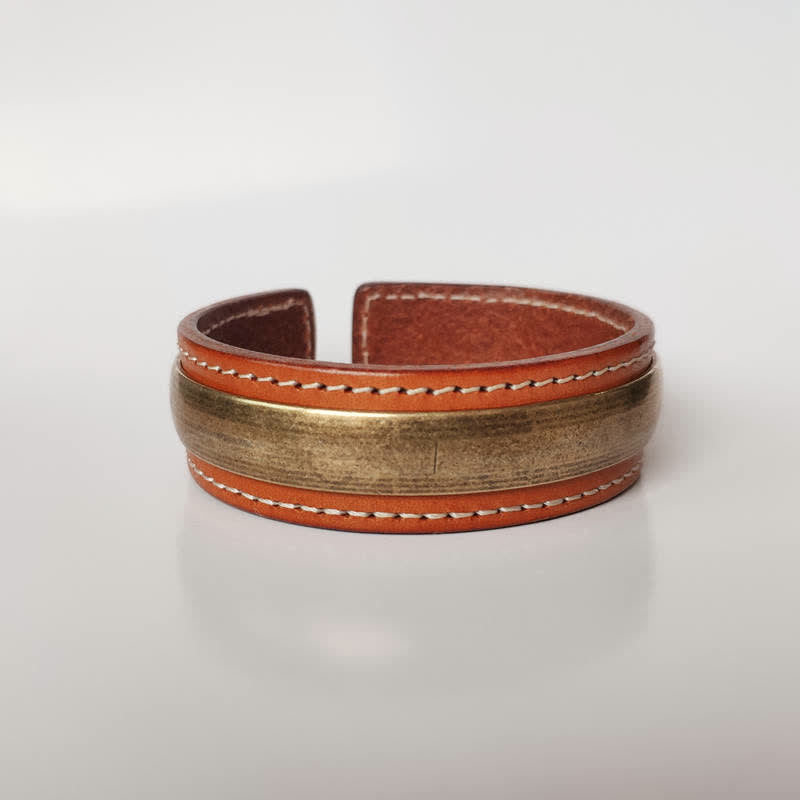 BWOOOH 2Pcs Om Mani Padme Hum Dragon Phoenix Copper Leather Peace Cuff Bracelet Bangle