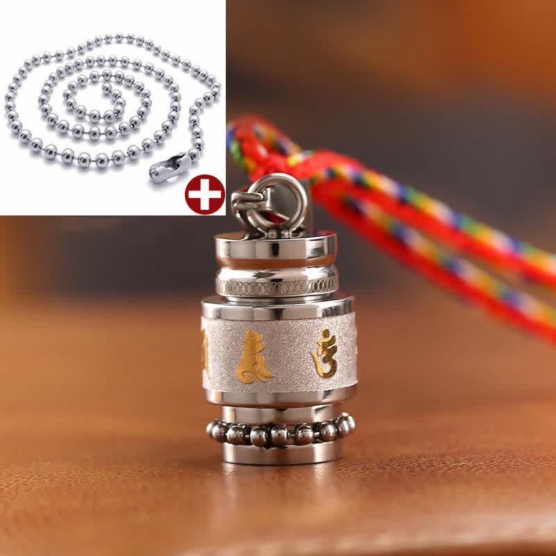 BWOOOH Tibet Om Mani Padme Hum Shurangama Mantra Titanium Steel Wisdom Amulet Necklace Pendant