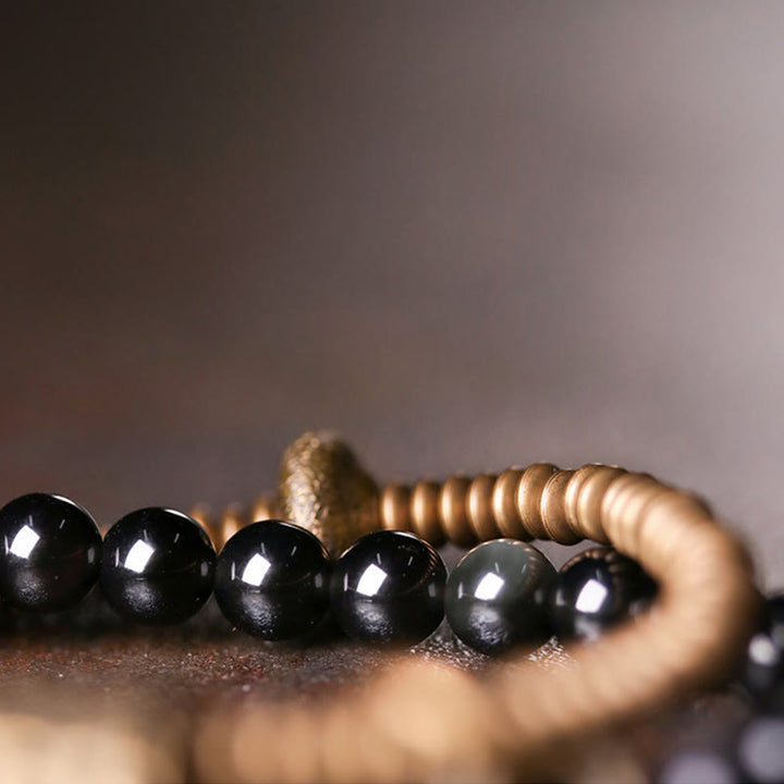 BWOOOH Rainbow Obsidian Copper Inner Peace Healing Double Layer Bracelet | spiritual healing bracelet