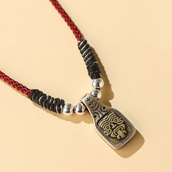 BWOOOH Tibetan 925 Sterling Silver Zakiram Goddess of Wealth Protection Rope Necklace Pendant
