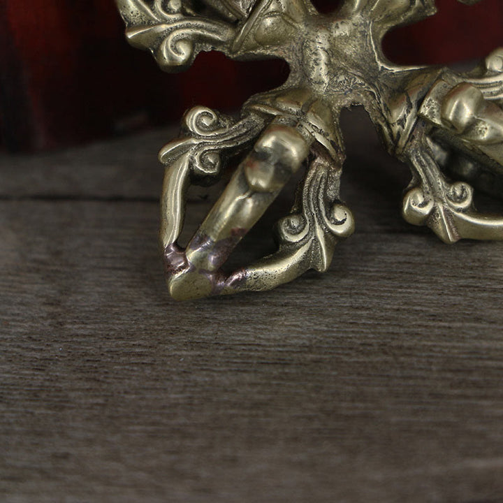 Buddha Stones Nepal Handmade 5 Prong Double Dorje Copper Strength Vajra